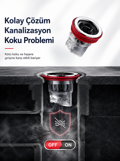 Koku Savar Yer Gideri ve Duş Gider Adaptörü – Çekvalfli Koku & Böcek Önleyici