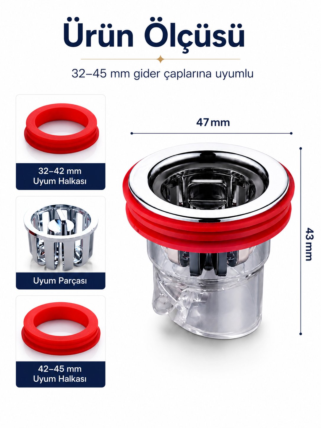 Koku Savar Yer Gideri ve Duş Gider Adaptörü – Çekvalfli Koku & Böcek Önleyici