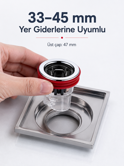 Koku Savar Yer Gideri ve Duş Gider Adaptörü – Çekvalfli Koku & Böcek Önleyici